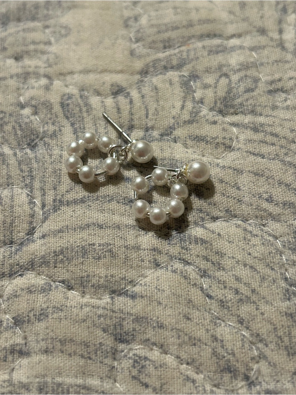 Classic Pearl Hoop Drop Earrings - White Pearls